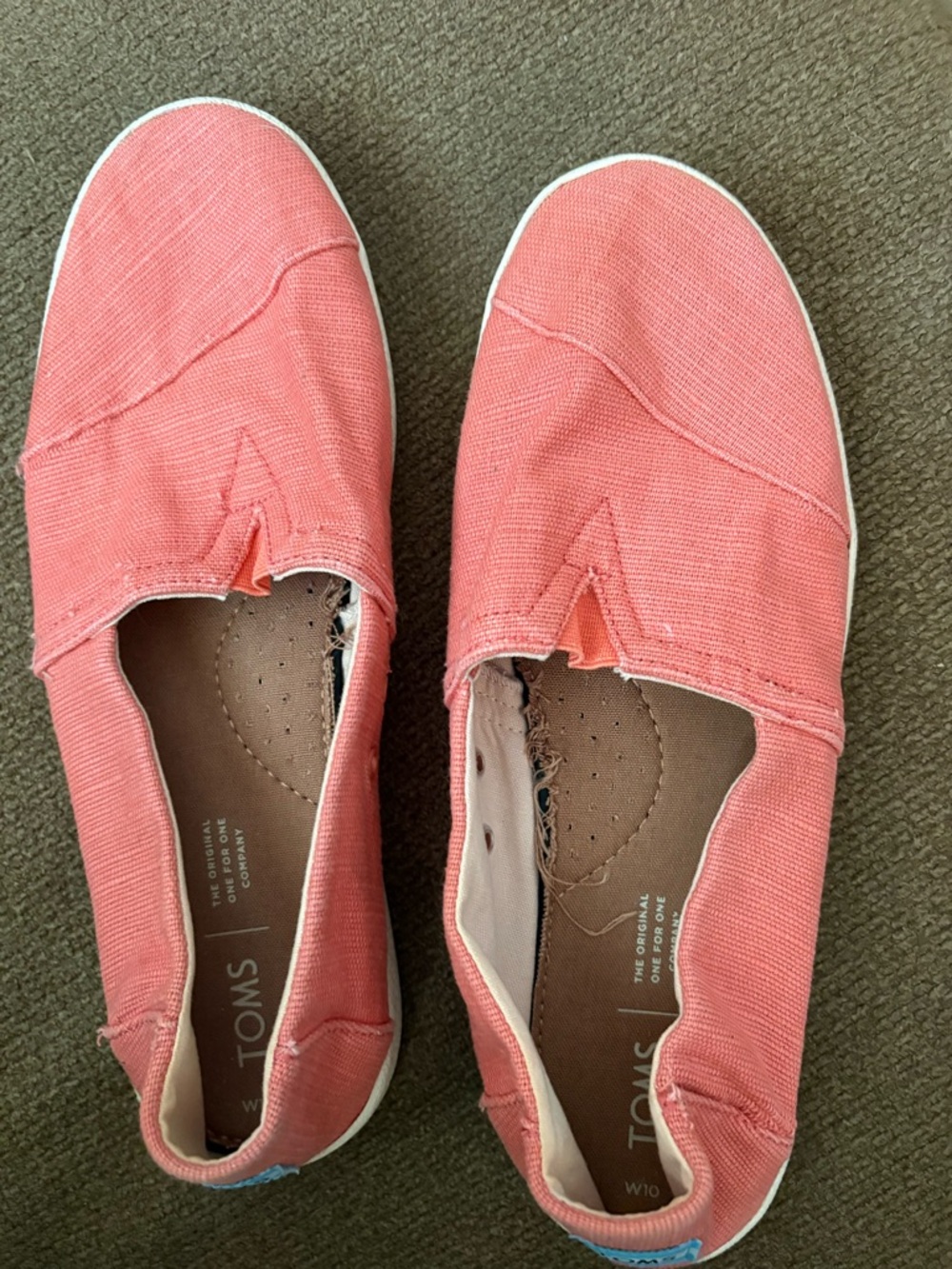 Toms Coral Canvas Slip-Ons